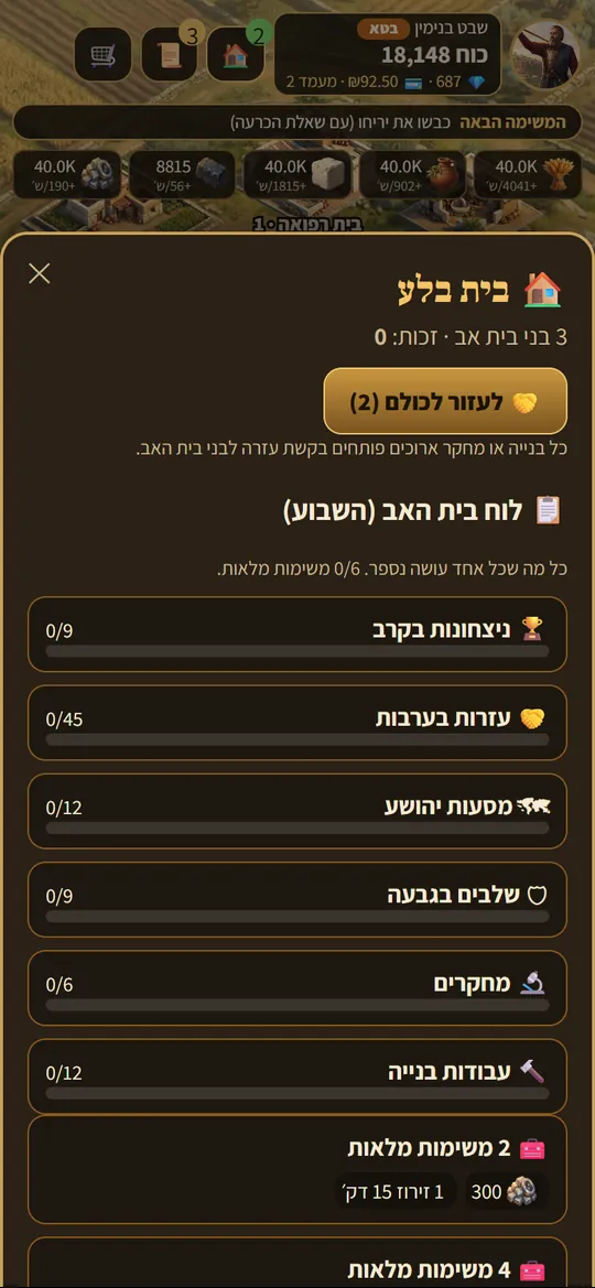 בית אב: ערבות ולוח משימות משותף